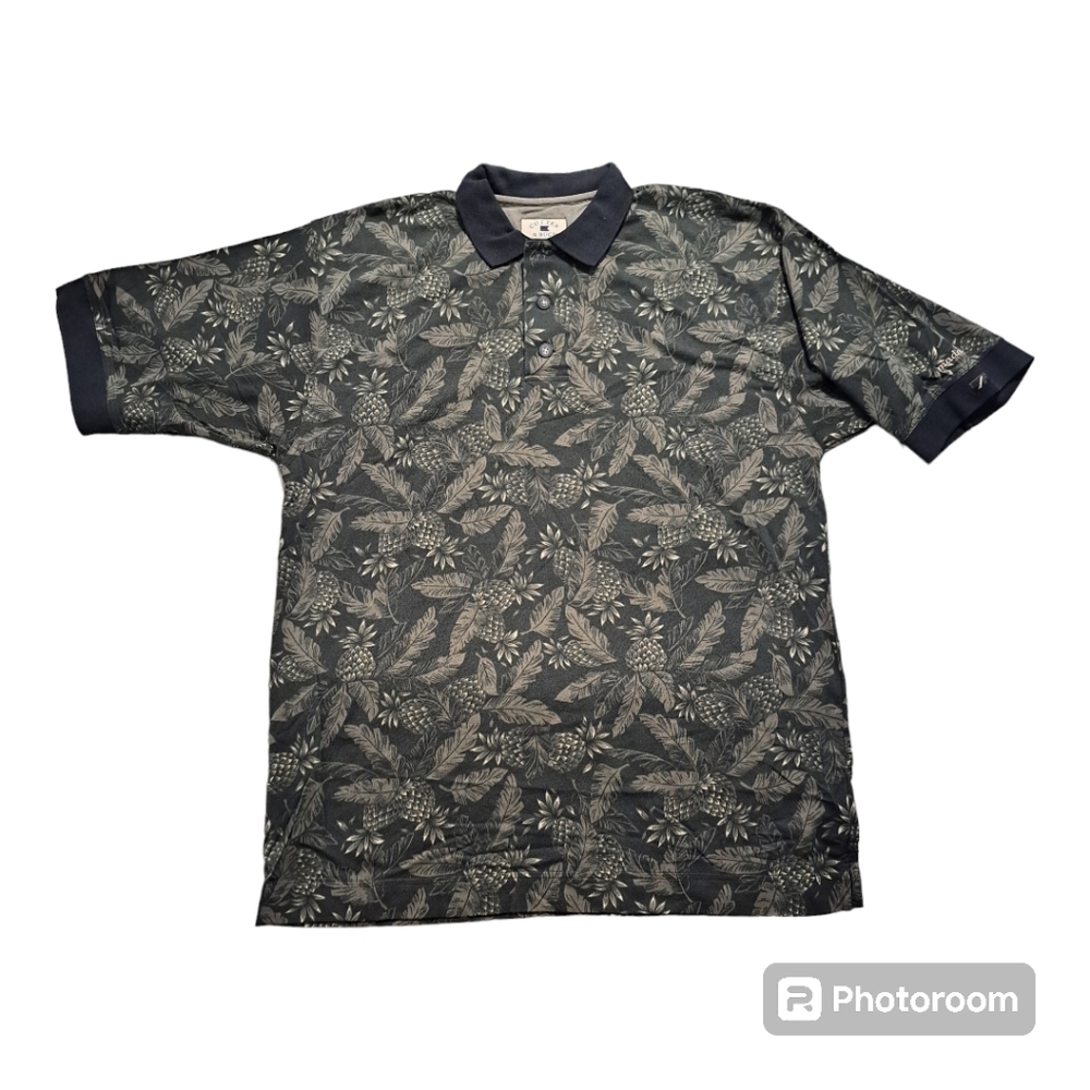 2 FOR 20 SALE Cutter & Buck Polo Shirt Size L Pineapple Pattern